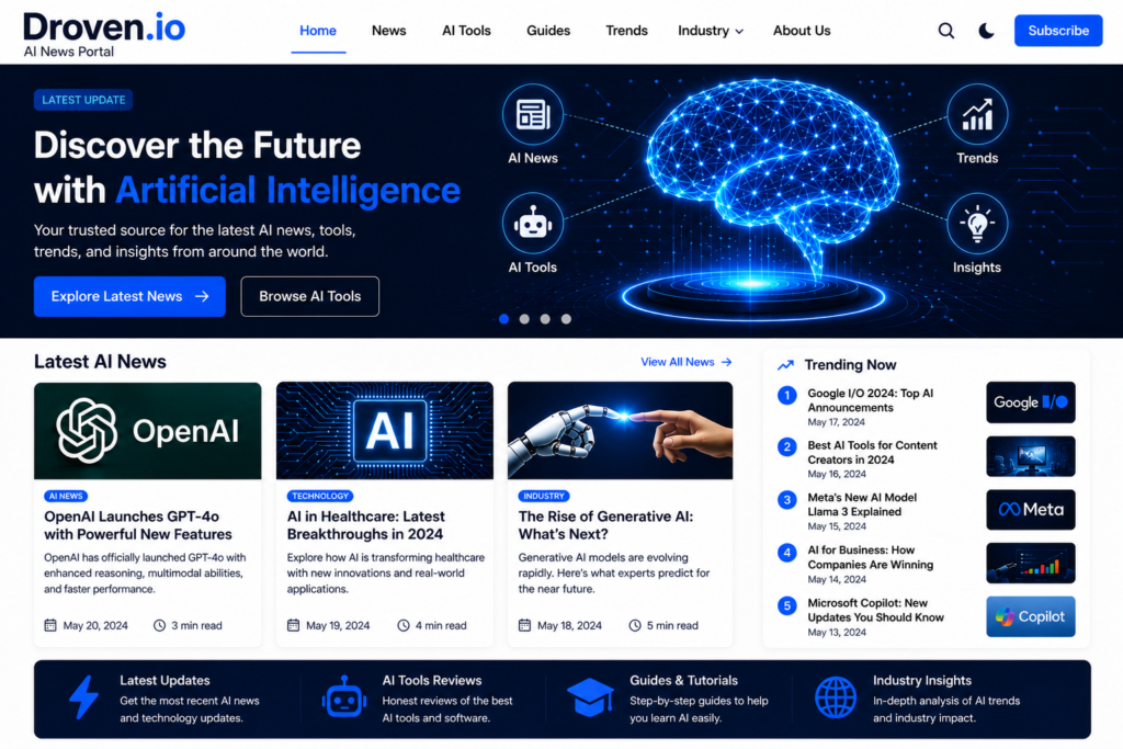 Droven.io AI News Portal – Latest AI Trends, Tools & Updates